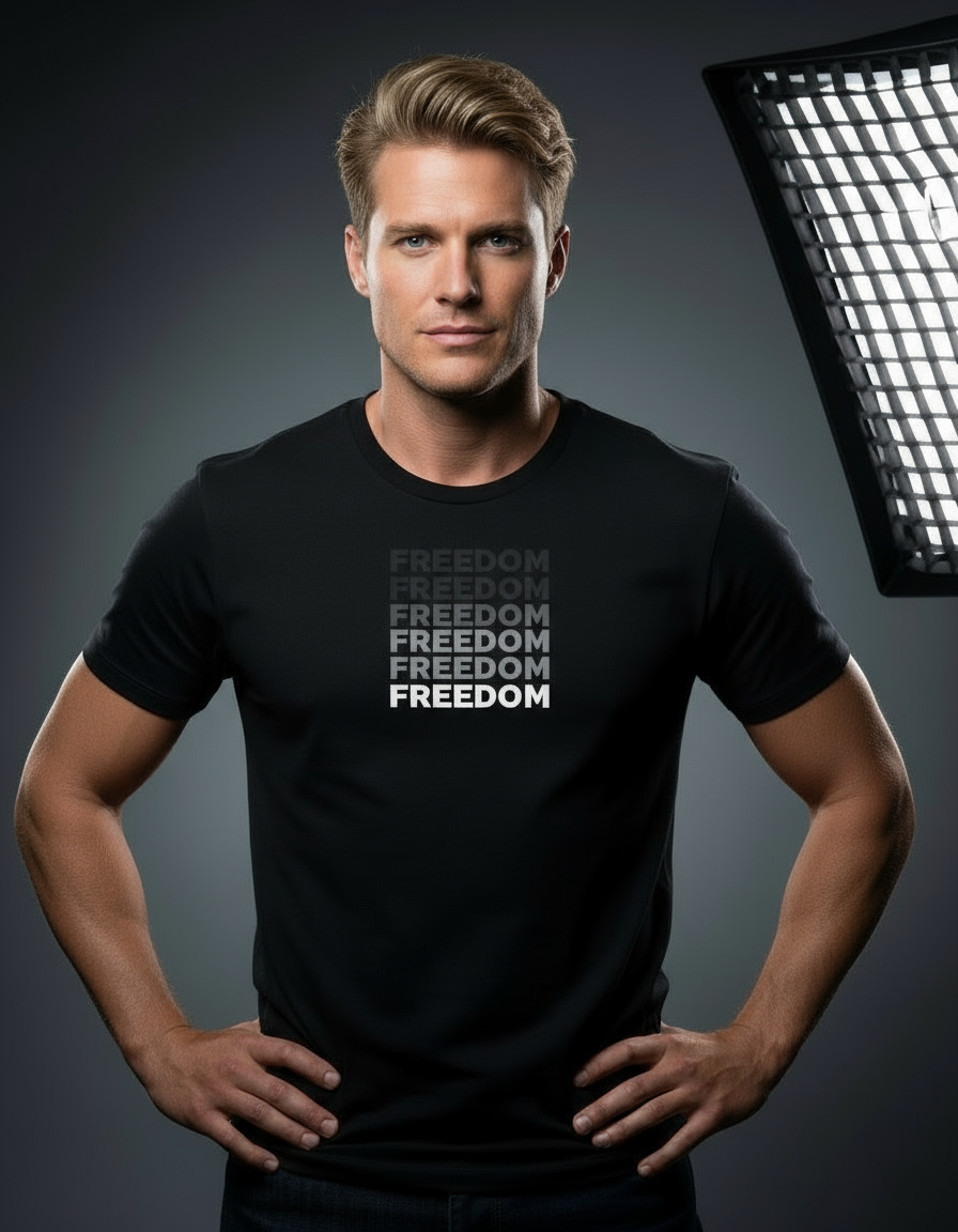 Freedom Typography Black T-Shirt
